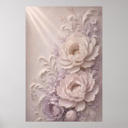 Elegantes Lavendel-Prägungsrosenmuster Poster (Vorne)