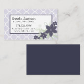 Elegantes Lavendel Quatrefoil Muster mit Blumen Visitenkarte (Vorne/Hinten)
