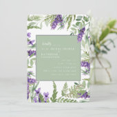Elegantes Lavendel & Sage Brautparty gerundet Einladung (Stehend Vorderseite)
