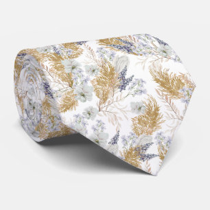 Elegantes Lavendel- und Pampas-Aquarell-Blumenmust Krawatte