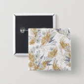 Elegantes Lavendel- und Pampas-Wasserfarben-Blumen Button (Vorne & Hinten)