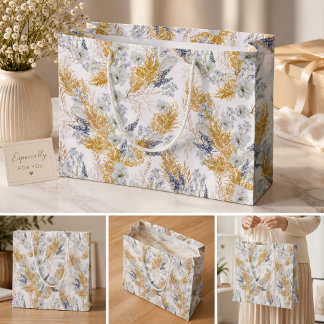 Elegantes Lavendel- und Pampas-Wasserfarben-Blumen Große Geschenktüte