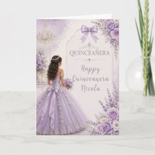 Elegantes Lavendel- und Silber-Quinceañera-Jubiläu Karte