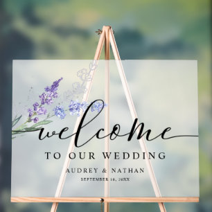 Elegantes Lavendel-Watercolor-Willkommens-Hochzeit Acrylschild
