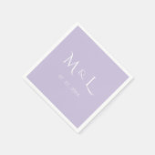 Elegantes Lavendel-Weiß-Monogramm und Datum Hochze Serviette (Ecke)
