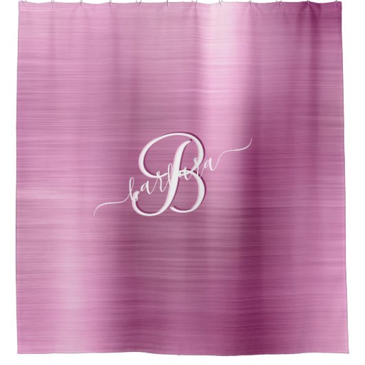 Elegantes Lavender 3 Farbmonogramm mit Name Duschvorhang (Vorderseite)
