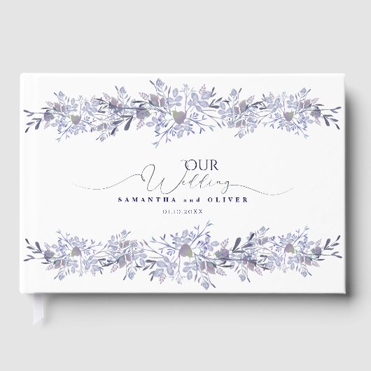 Elegantes Lavender Botanical Wedding Guest Book Gästebuch (Vorderseite)