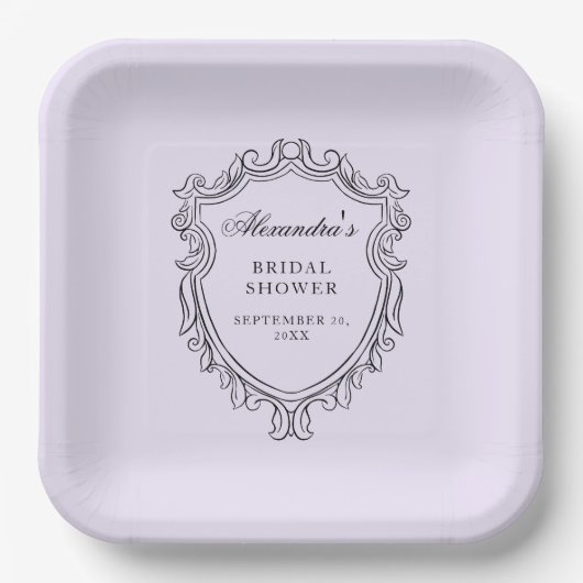 Elegantes Lavender Brautparty Party Pappteller (Vorderseite)