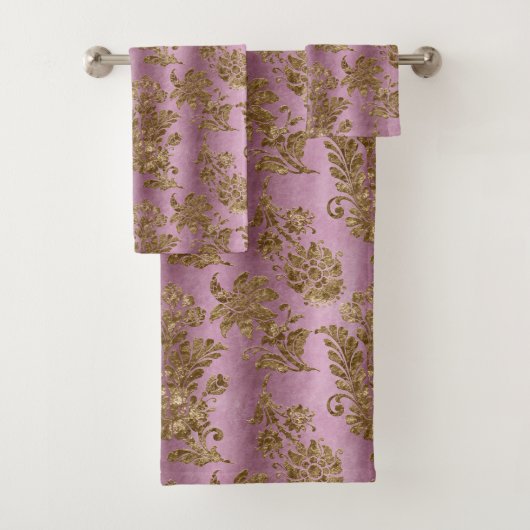Elegantes Lavender Damask Hübsches Bad Badhandtuch Set (Insitu)