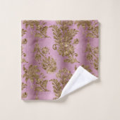 Elegantes Lavender Damask Hübsches Bad Badhandtuch Set (Waschlappen)