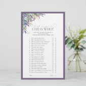 Elegantes Lavender Floral Brautparty Game (Stehend Vorderseite)