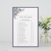 Elegantes Lavender Floral Brautparty Game (Stehend Vorderseite)