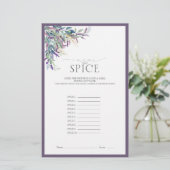 Elegantes Lavender Floral Brautparty Game (Stehend Vorderseite)