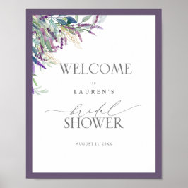 Elegantes Lavender Floral Brautparty Willkommen Poster