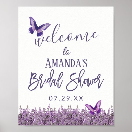 Elegantes Lavender Floral Brautparty Willkommen Poster (Vorne)