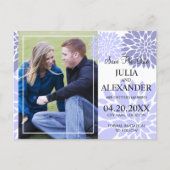 Elegantes Lavender Floral Burst Foto Save the Date Ankündigungspostkarte (Vorderseite)