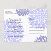 Elegantes Lavender Floral Burst Foto Save the Date Ankündigungspostkarte (Rückseite)
