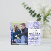Elegantes Lavender Floral Burst Foto Save the Date Ankündigungspostkarte (Stehend Vorderseite)