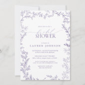 Elegantes Lavender Floral Leaf Brautparty Einladung (Vorderseite)