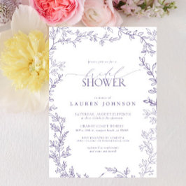 Elegantes Lavender Floral Leaf Brautparty Einladung