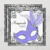 Elegantes Lavender Lila Mask Masquerade Party Einladung (Vorne/Hinten)