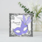 Elegantes Lavender Lila Mask Masquerade Party Einladung (Stehend Vorderseite)