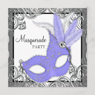Elegantes Lavender Lila Mask Masquerade Party Einladung