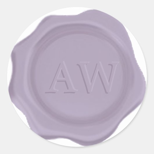 Elegantes Lavender Lila Monogram Wedding Wax Siege Runder Aufkleber (Vorderseite)