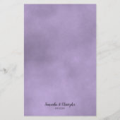 Elegantes Lavender Lila Rose Budget Hochzeitsmenü (Rückseite)