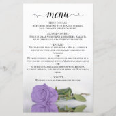 Elegantes Lavender Lila Rose Budget Hochzeitsmenü (Vorderseite)