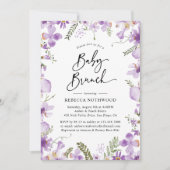 Elegantes Lavender Lilac Florals Baby Brunch Einladung (Vorderseite)