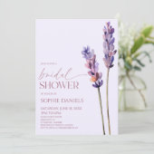 Elegantes Lavender Pflanze Branch Blume Brautparty Einladung (Stehend Vorderseite)