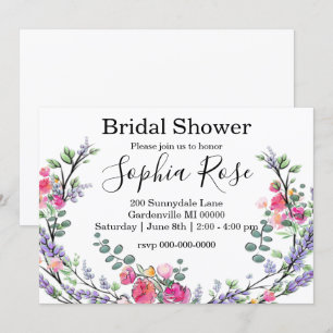 Elegantes Lavender Pink Rose Brautparty Einladung