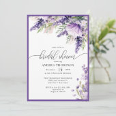 Elegantes Lavender Purple Flowers Brautparty Einladung (Stehend Vorderseite)