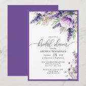 Elegantes Lavender Purple Flowers Brautparty Einladung (Vorne/Hinten)