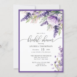 Elegantes Lavender Purple Flowers Brautparty Einladung