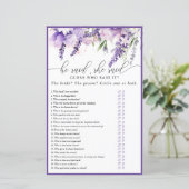 Elegantes Lavender Purple Flowers Brautparty Game (Stehend Vorderseite)