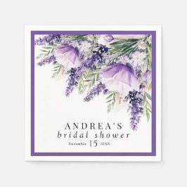Elegantes Lavender Purple Flowers Brautparty Serviette