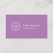 Elegantes Lavender Script Beruflich Monogram Visitenkarte (Vorderseite)