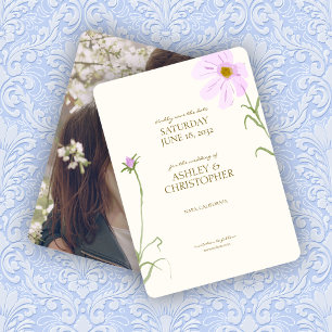 Elegantes Lavender Spring Wildblume Wedding Foto Save The Date