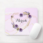 Elegantes Lavender und Lilac Floral Heart Mousepad (Mit Mouse)