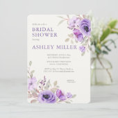 Elegantes Lavender Watercolor Brautparty Einladung (Stehend Vorderseite)