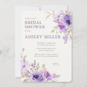 Elegantes Lavender Watercolor Brautparty Einladung (Vorderseite)