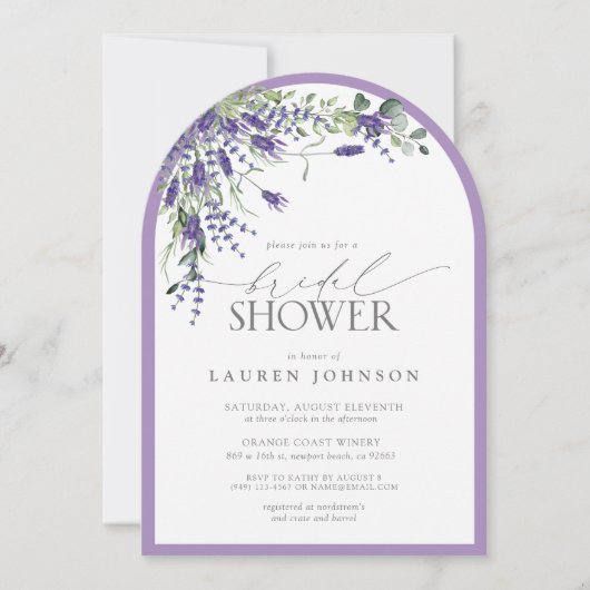 Elegantes Lavender Watercolor Brautparty Einladung (Vorderseite)