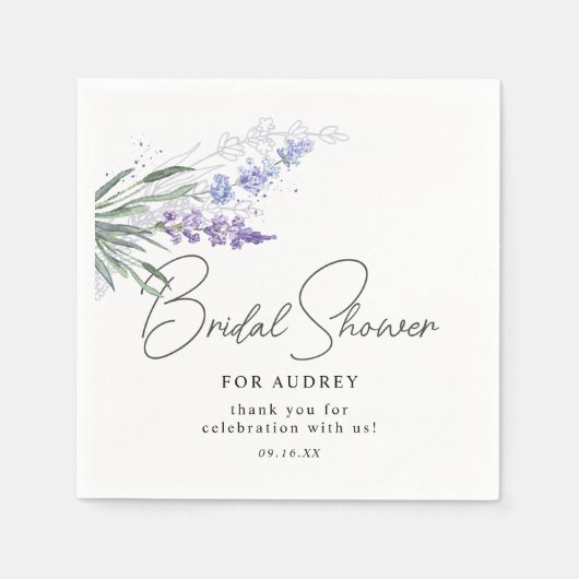 Elegantes Lavender Watercolor-Brautparty Serviette (Vorderseite)