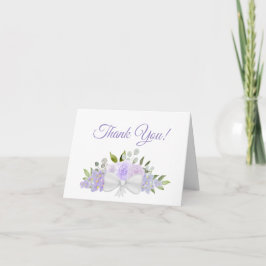 Elegantes Lavender Watercolor Floral Wedding Foto Dankeskarte