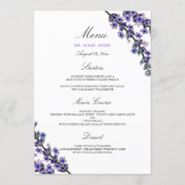 Elegantes Lavender Wedding Dinner Menü Menükarte