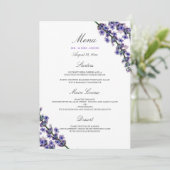 Elegantes Lavender Wedding Dinner Menü Menükarte (Stehend Vorderseite)