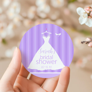Elegantes Lavender Wedding Dress Brautparty Runder Aufkleber
