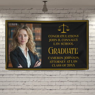 Elegantes Law School Foto-Abschlussfeier Schwarz Banner